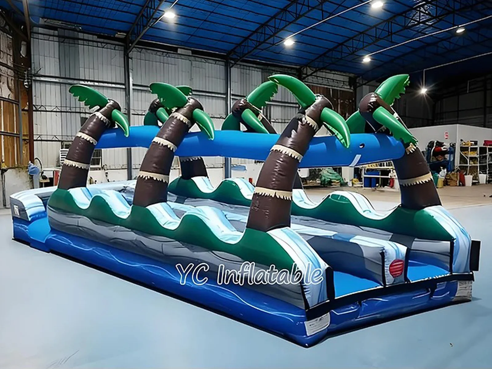 Inflatable Slip N Slide with Pool side view