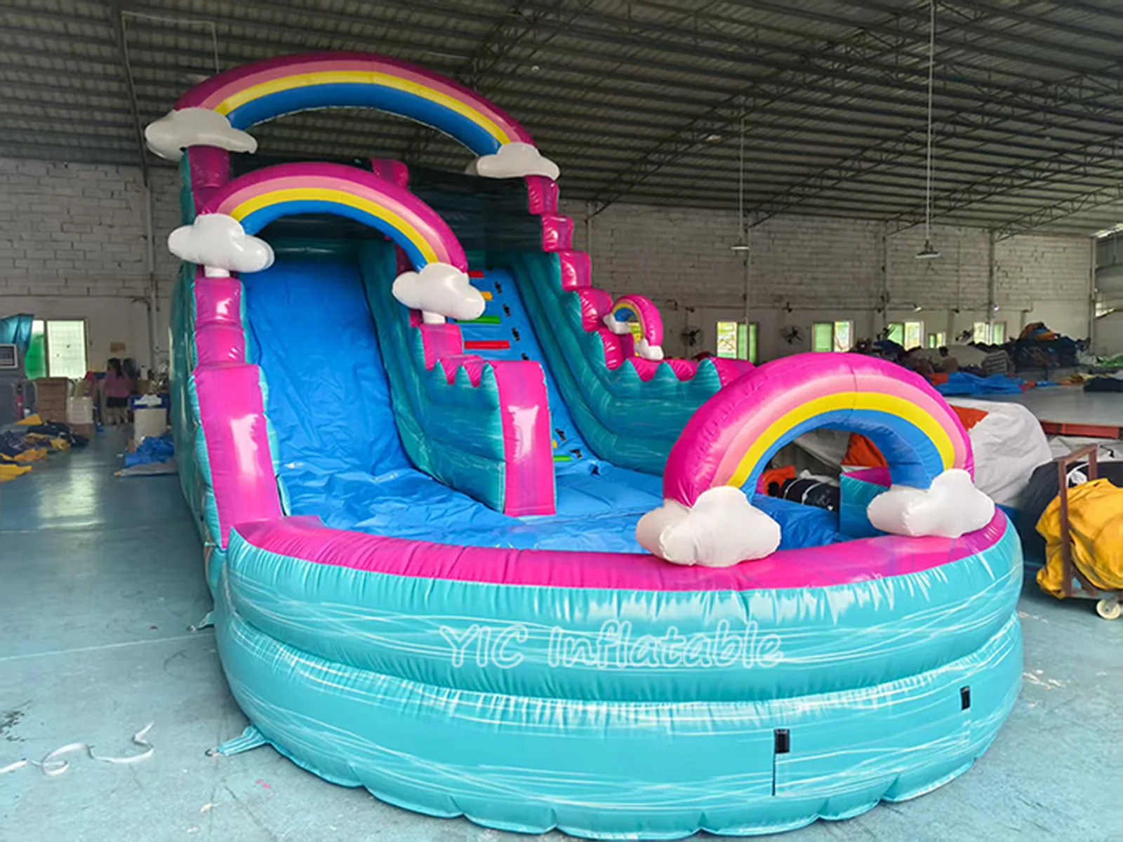 Inflatable Water Slide with Splash Pool side view