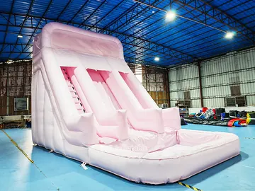 pink unicorn inflatable water slide rear view