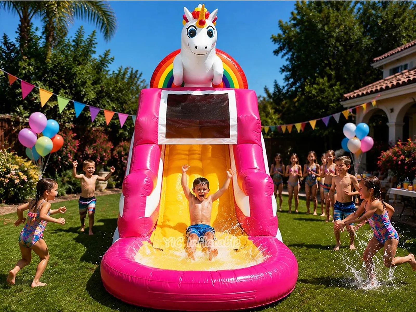 Unicorn Inflatable Water Slide side view