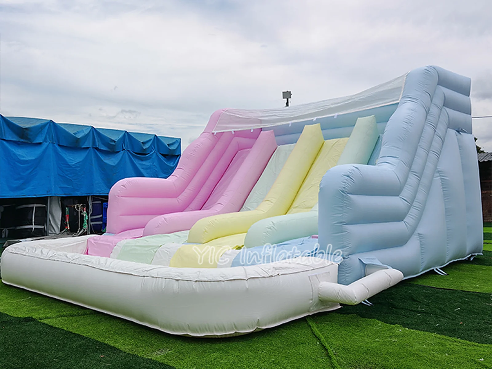 Pastel Tropical Dual-Lane Slide side slide view