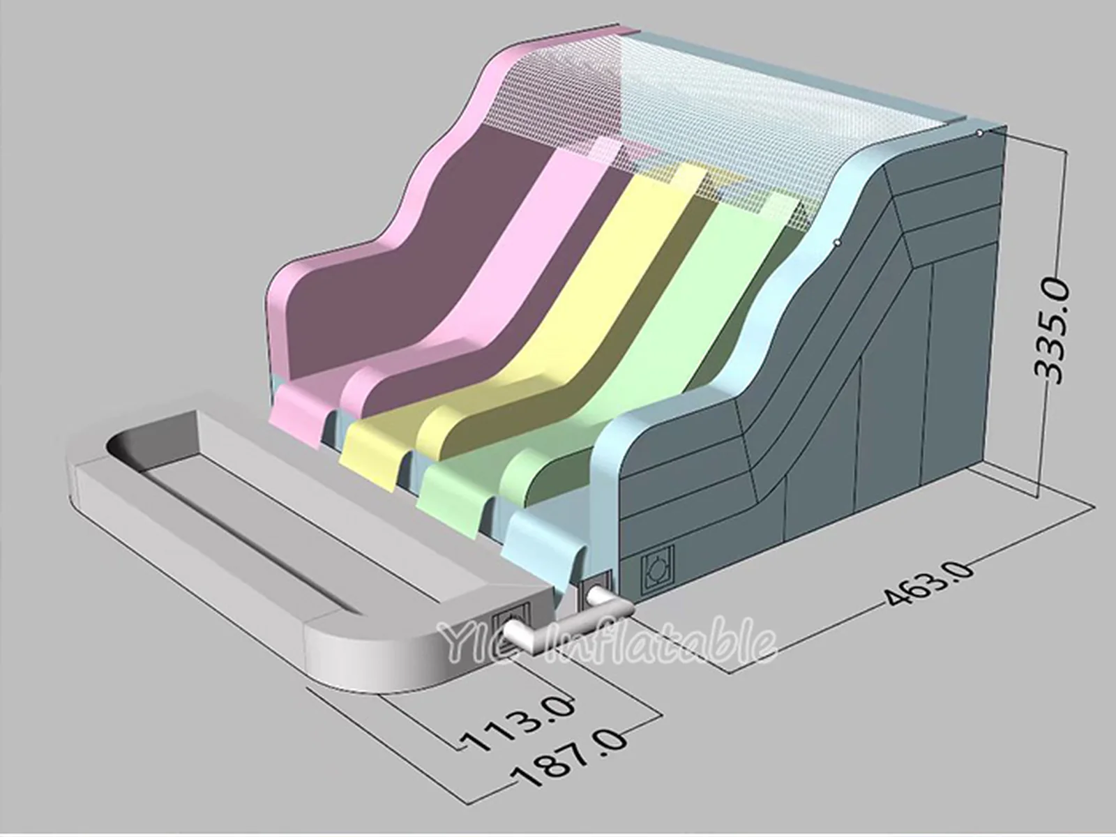 Pastel Tropical Dual-Lane Slide commercial PVC detail