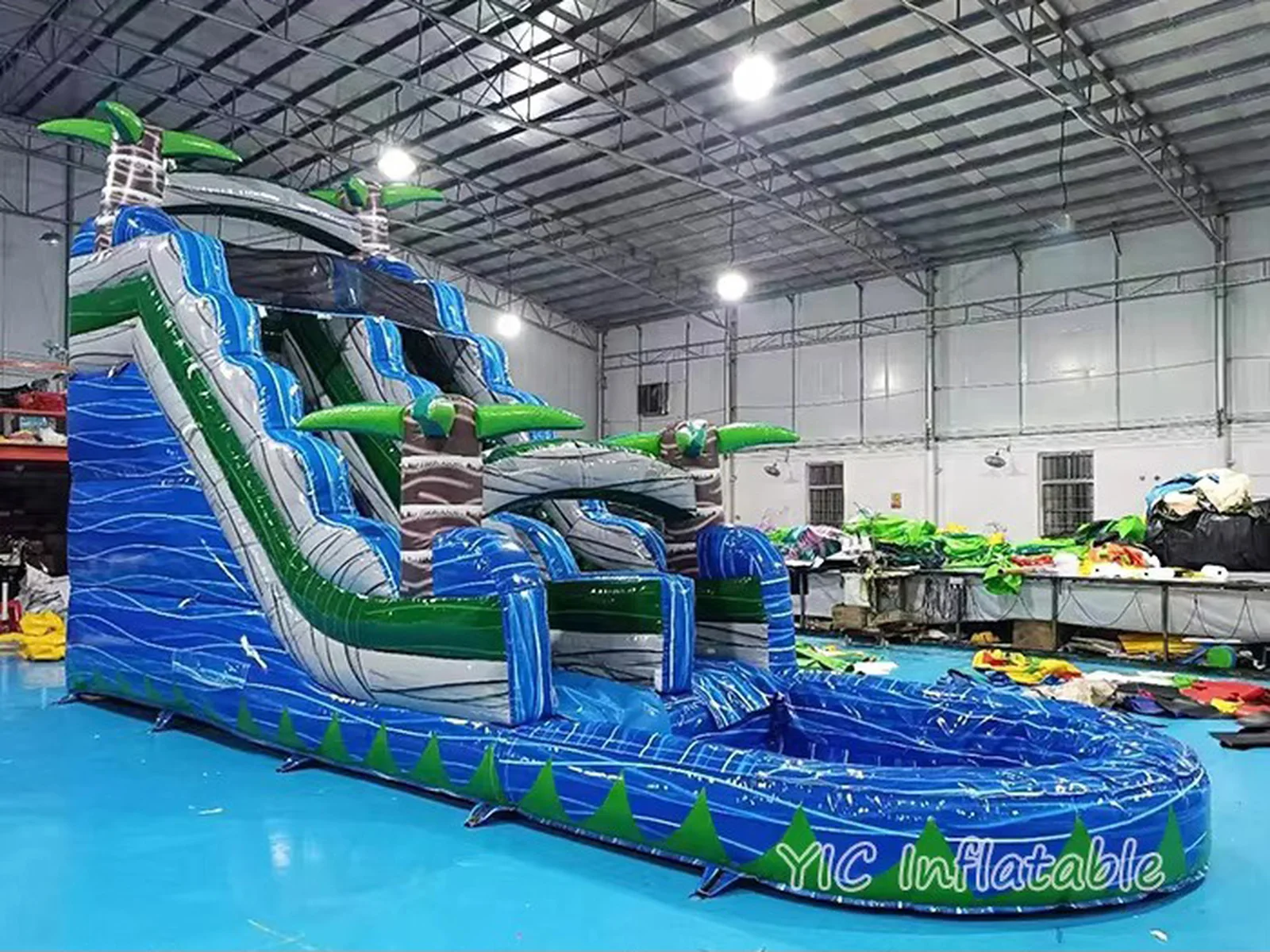 Commercial Tropical Dual Lane Water Slide side view