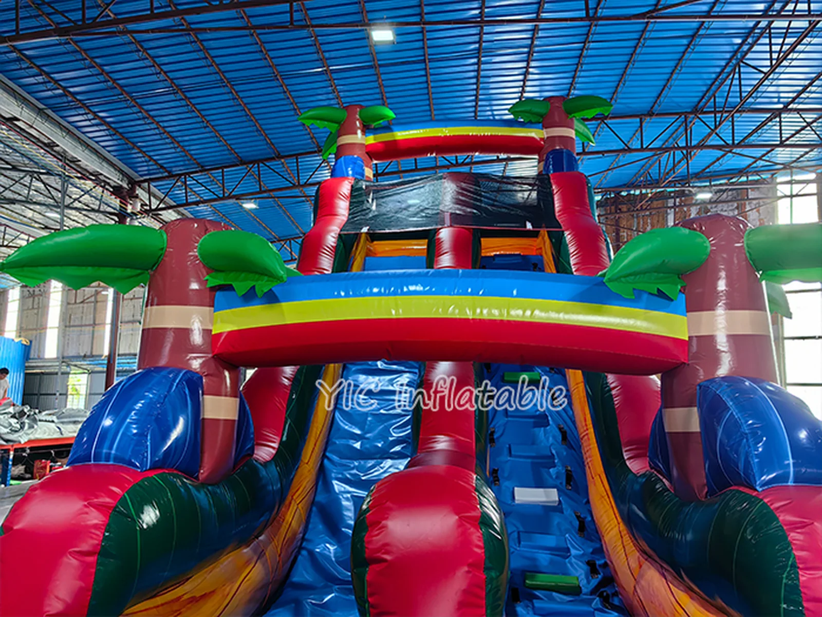 Commercial Tropical Dual Lane Water Slide front view