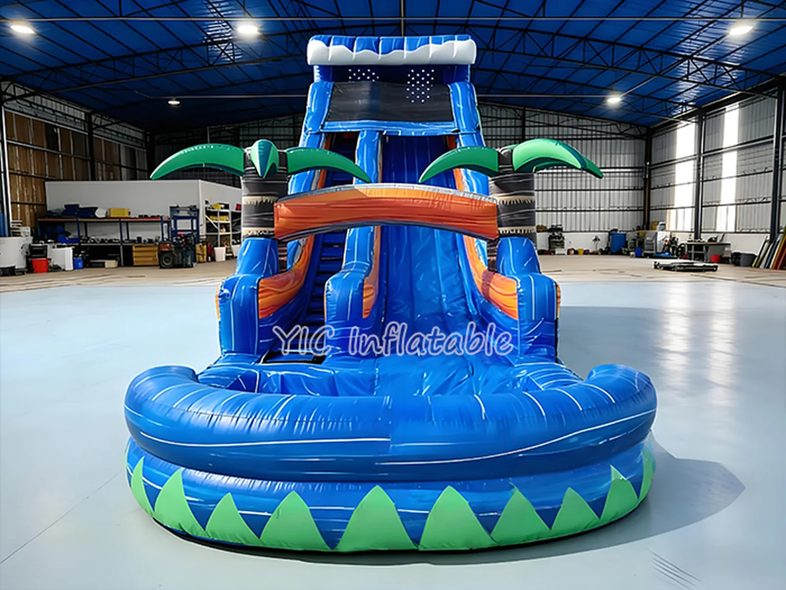 Tropical Water Slide with Pool side view
