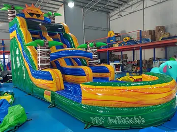 Tropical Dual-Lane Inflatable Slide side slide view
