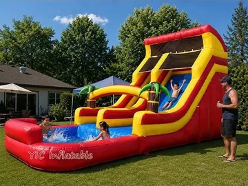 Tropical Water Slide with Splash Pool front product view