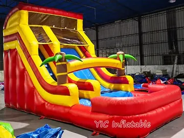 Tropical Water Slide with Splash Pool side slide view
