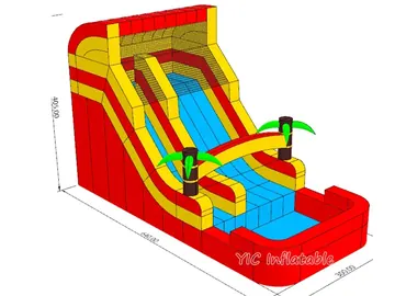 tropical splash-pool inflatable water slide rear view