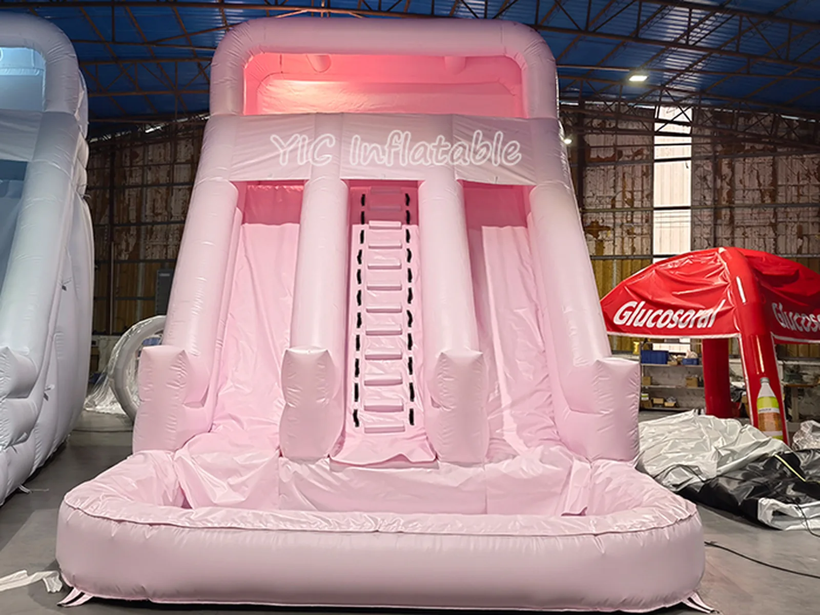 Pink Inflatable Water Slide for Rental side view