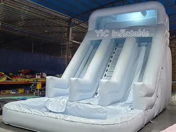 white glacier pool inflatable water slide rear view
