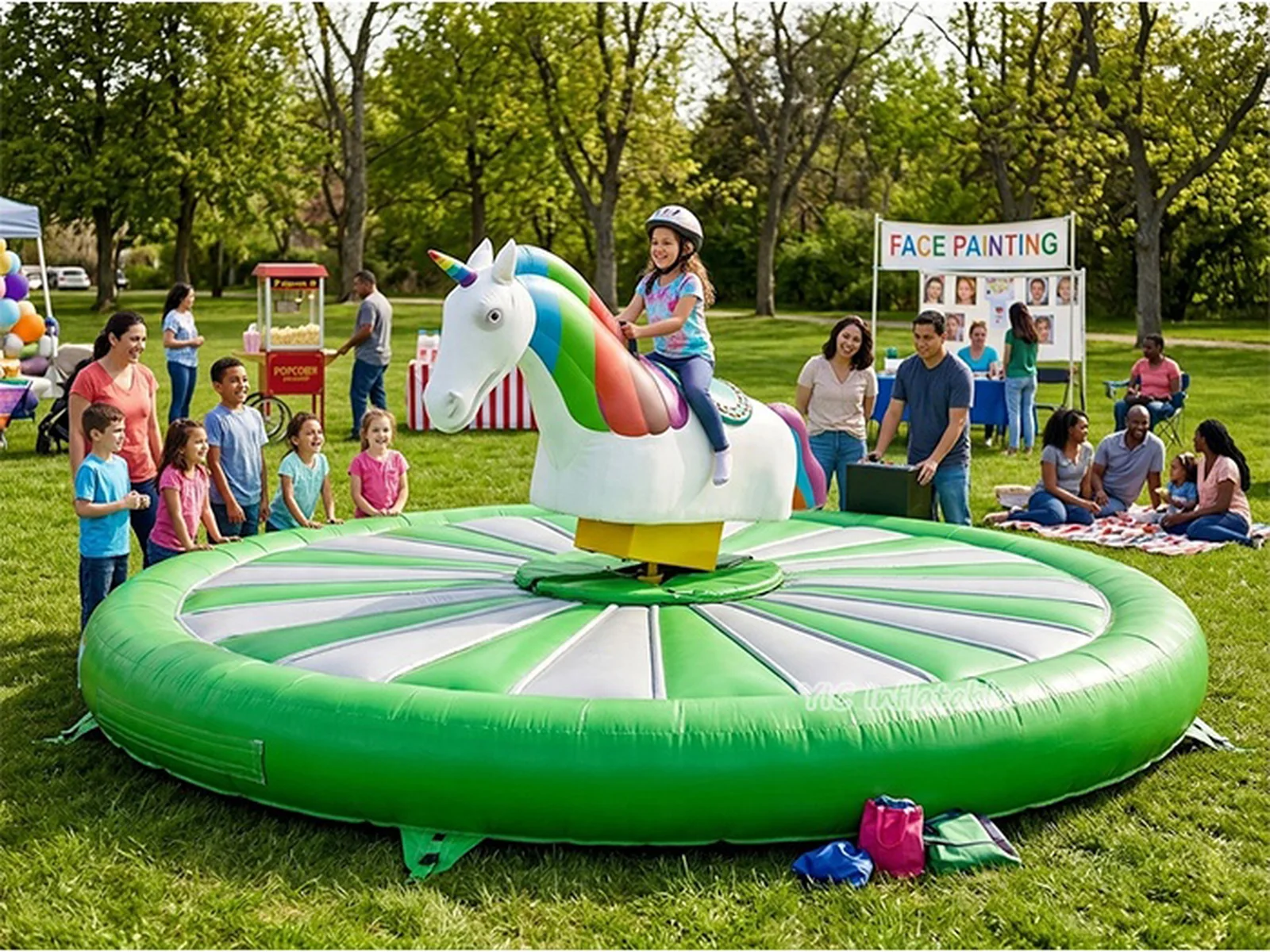 unicorn themed interactive amusement attraction front view