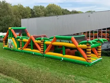 dinosaur themed inflatable challenge course detail view