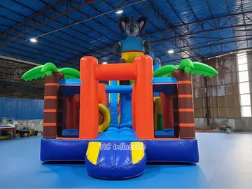 elephant themed inflatable challenge course detail view