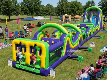 custom inflatable challenge course rear view