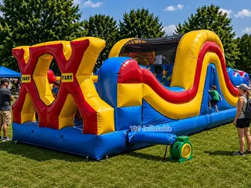 custom inflatable challenge course rear view