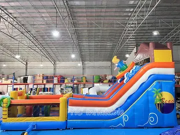 pirate themed inflatable challenge course detail view