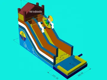 pirate themed inflatable challenge course detail view