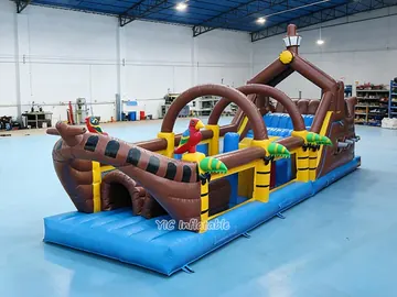 pirate themed inflatable challenge course detail view