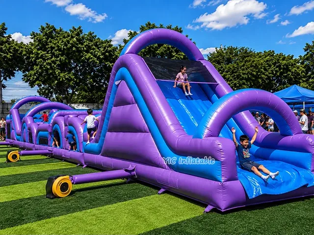 Purple Inflatable Obstacle Course with Slide product image