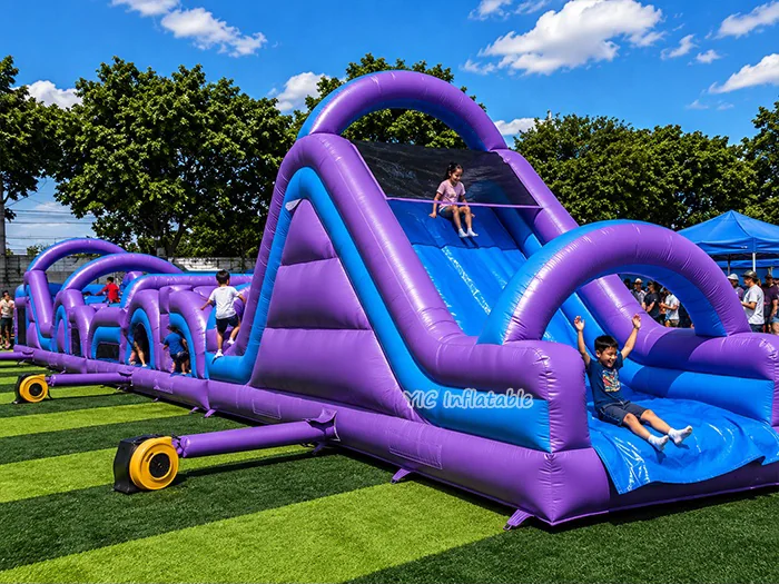 custom inflatable challenge course front view