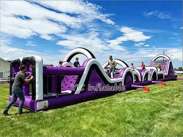 custom inflatable challenge course rear view