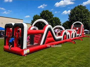 custom inflatable challenge course rear view
