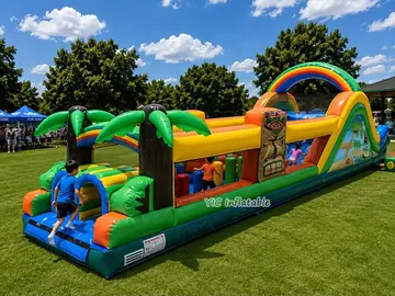 custom inflatable challenge course rear view