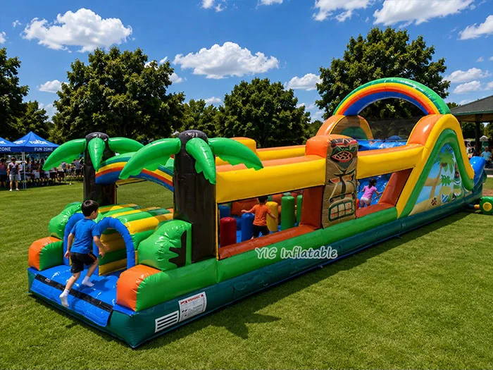 custom inflatable challenge course front view