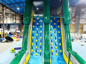 tropical themed inflatable challenge course detail view