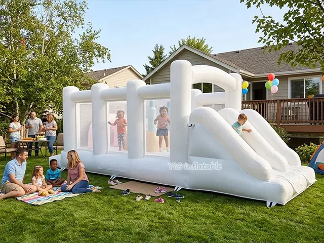 White Inflatable Obstacle Course with Slide product image