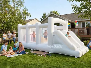 custom inflatable challenge course rear view