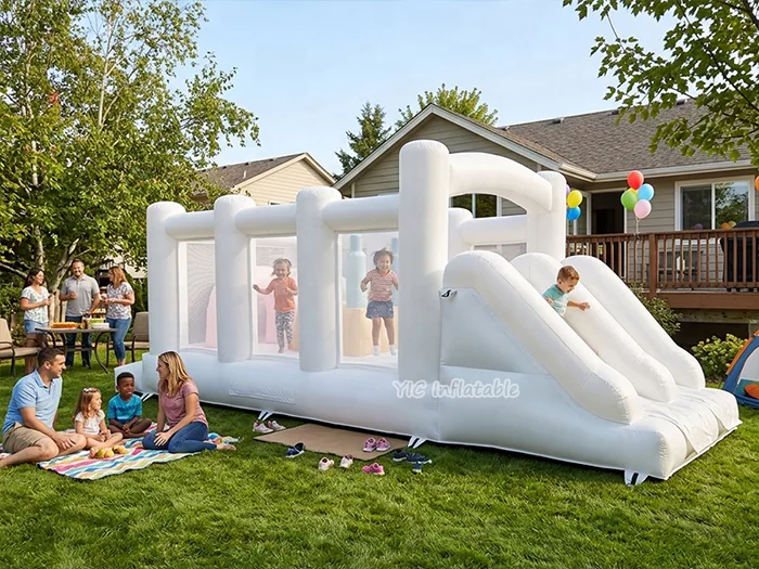 custom inflatable challenge course front view