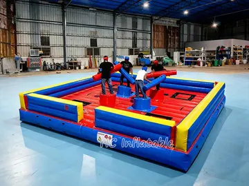 gladiator themed interactive inflatable sports game rear view