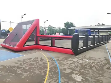 soccer themed interactive inflatable sports game rear view