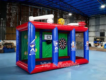 football themed interactive inflatable sports game rear view