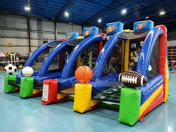 football themed interactive inflatable sports game rear view