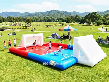 soccer themed interactive inflatable sports game rear view