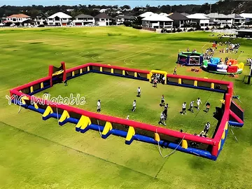 football themed interactive inflatable sports game rear view