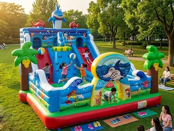 Shark Inflatable Play Center front view