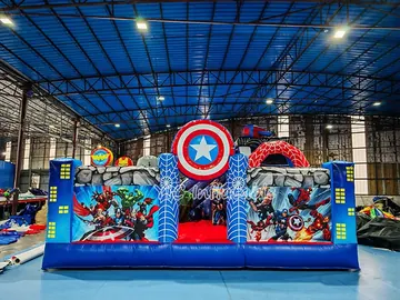 Superhero Themed Playground Inflatable side view